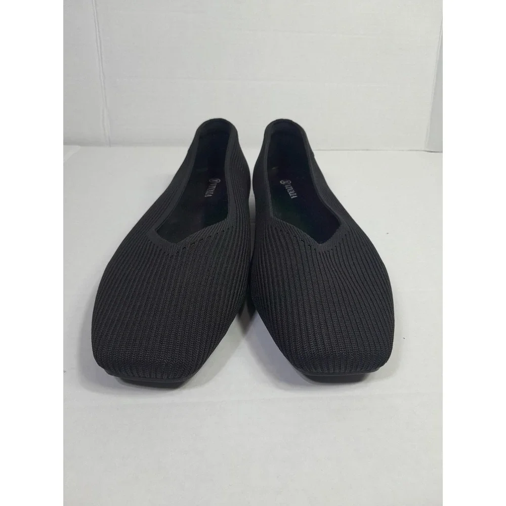 VIVAIA Margot Square Toe V-Cut Ballet Flats. Black. Size 43, US 11. VGUC.